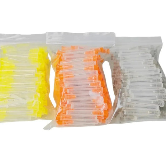 100 agujas de irrigación dental endodóntica (25/27/30 GA, 30 G) para endodoncia, para lavado de conductos radiculares, materiales odontológicos.