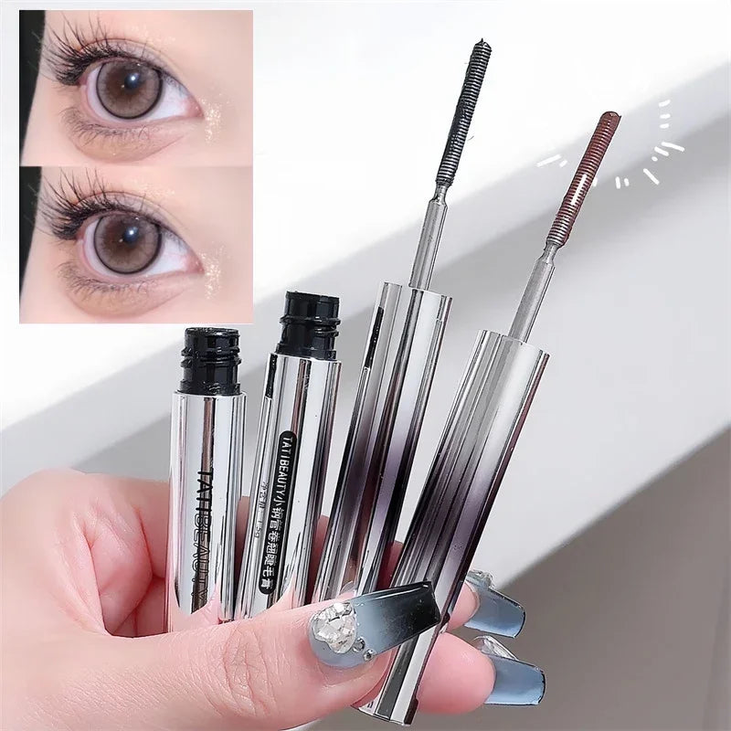 Máscara de pestañas con cabezal tipo barra de metal, resistente al agua, duradera, extra volumen, a prueba de manchas, rizado, alargamiento, extensión de pestañas, herramientas de maquillaje de ojos