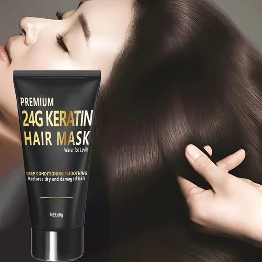Mascarilla capilar de colágeno y queratina de 24 g. Alisado, reparador, seco, rizado, dañado. Crema de tratamiento. Suave, liso y brillante. Cuidado hidratante profundo.