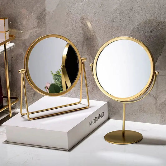 Espejo de escritorio de hierro con rotación de 360 ​​grados, textura de espejo de maquillaje para mujer, espejo de hierro creativo con un fuerte sentido del estilo.