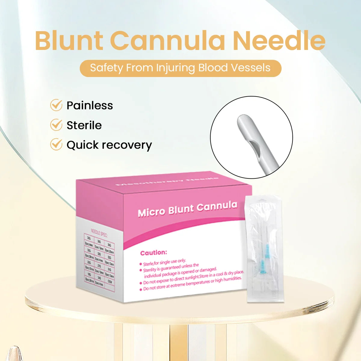 Microcánulas de alta calidad (18G, 20G, 21G, 22G, 23G, 25G, 27G, 30G, 38mm, 50mm, 70mm) con puntas romas y esterilizadas para herramientas de belleza.