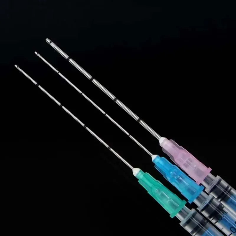 Agujas de inyección estériles desechables de venta caliente, 14G, 16G, 18G, 21G, 22G, 23G, 27G, 38mm, 50mm, 70mm y 100mm, aguja roma.
