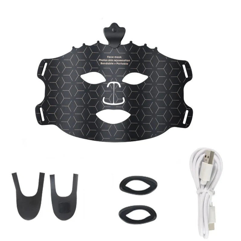 Máscara facial de silicona UBilli de 7 colores con luz LED, terapia de luz, 240 cuentas de lámpara, inalámbrica, terapia de luz roja, fotones.
