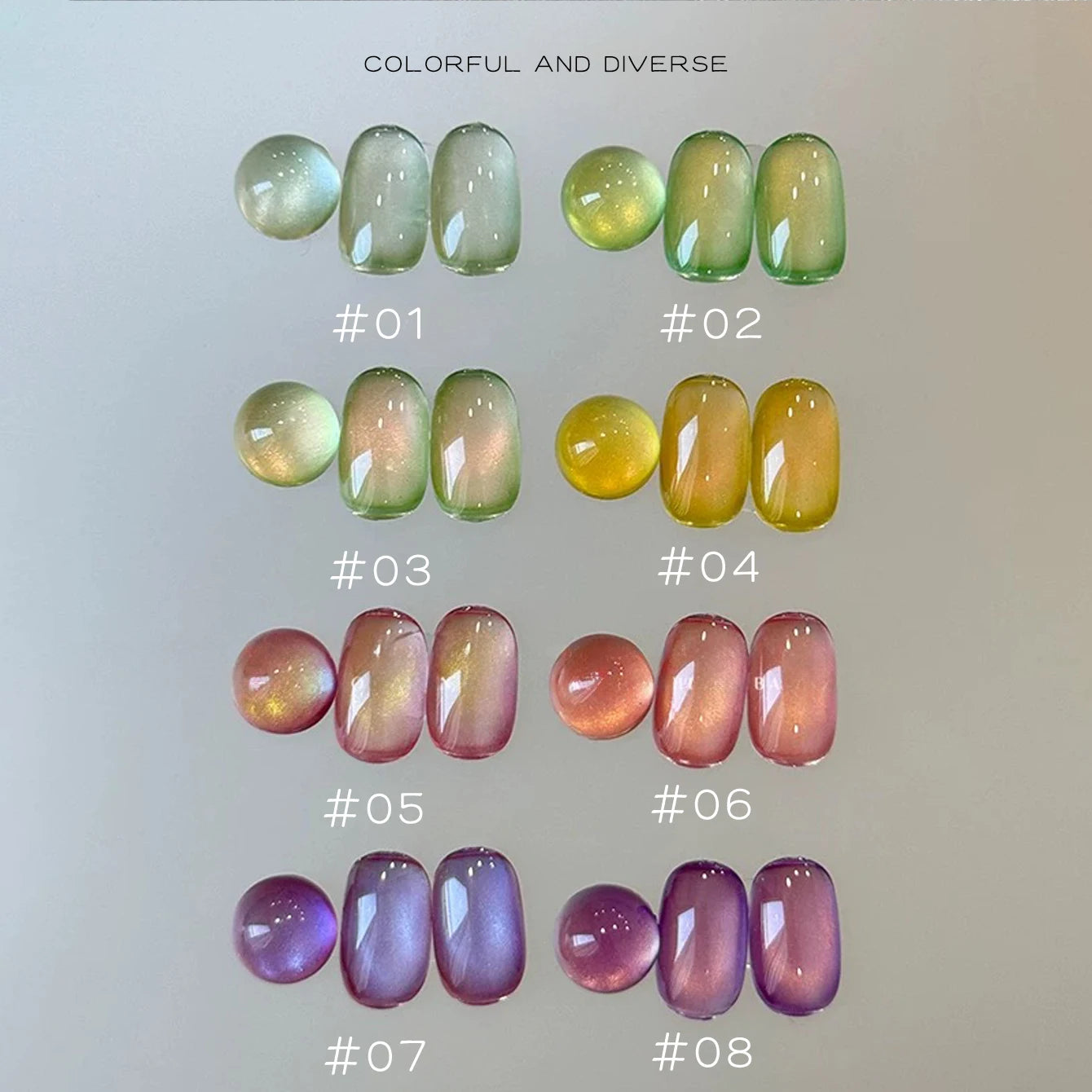 MIANEL 12ML 1-7 piezas Esmalte de uñas en gel con efecto ojo de gato, color rosa, dorado, con burbujas de océano, con cuentas de vidrio, para verano, 2025, para uñas azules, artículos para uñas
