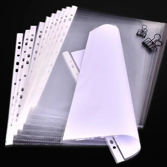100 protectores de hojas A4 con 11 agujeros, bolsa de plástico transparente, organizador de papel, bolsa para documentos, bolsa transparente para archivos de hojas sueltas.