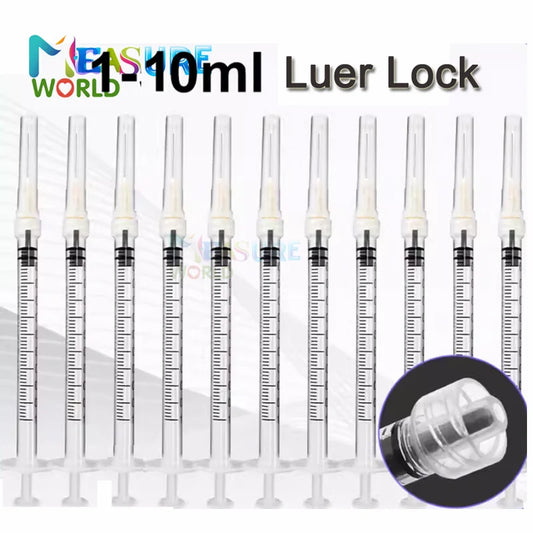 Jeringa Luer Lock de 1 ml, 2 ml, 3 ml, 5 ml y 10 ml para inyección de tinta, dispensación industrial, jeringas de plástico, herramientas de medición hidropónicas, 10 unidades