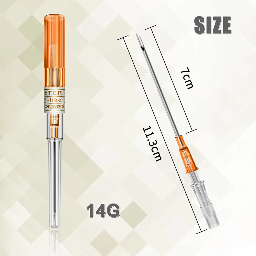 5/50 agujas para perforación de catéter IV de 14G, 16G, 18G, 20G, 22G y 24G, para perforación de oreja, nariz, ombligo y lengua.