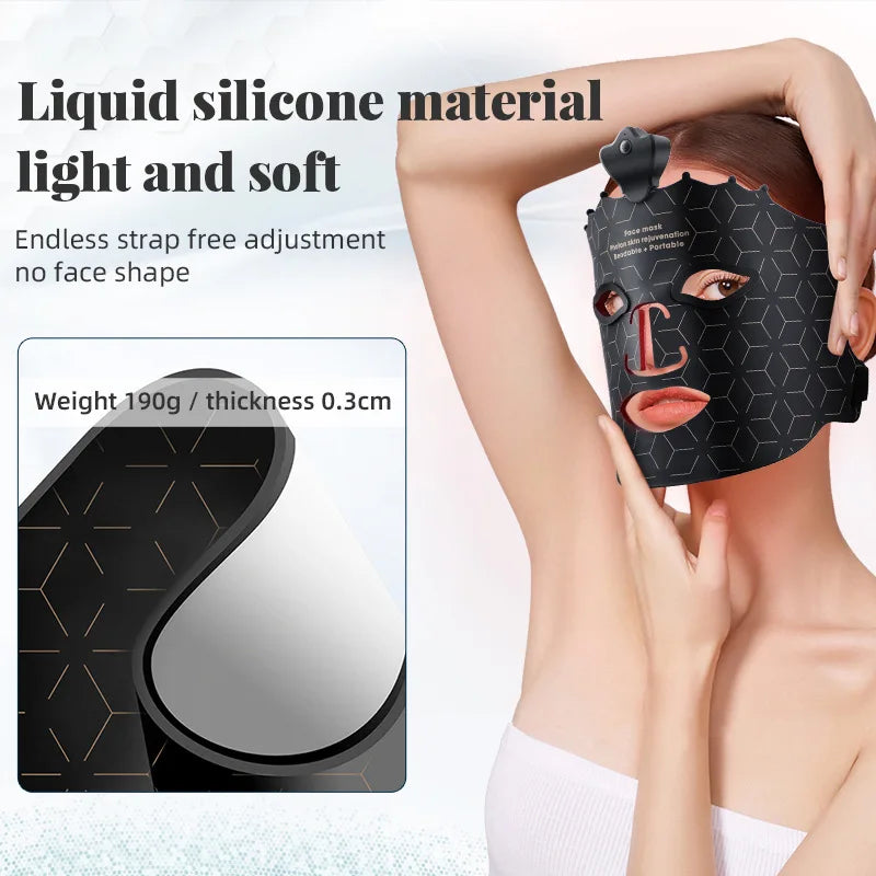 Máscara facial de silicona UBilli de 7 colores con luz LED, terapia de luz, 240 cuentas de lámpara, inalámbrica, terapia de luz roja, fotones.