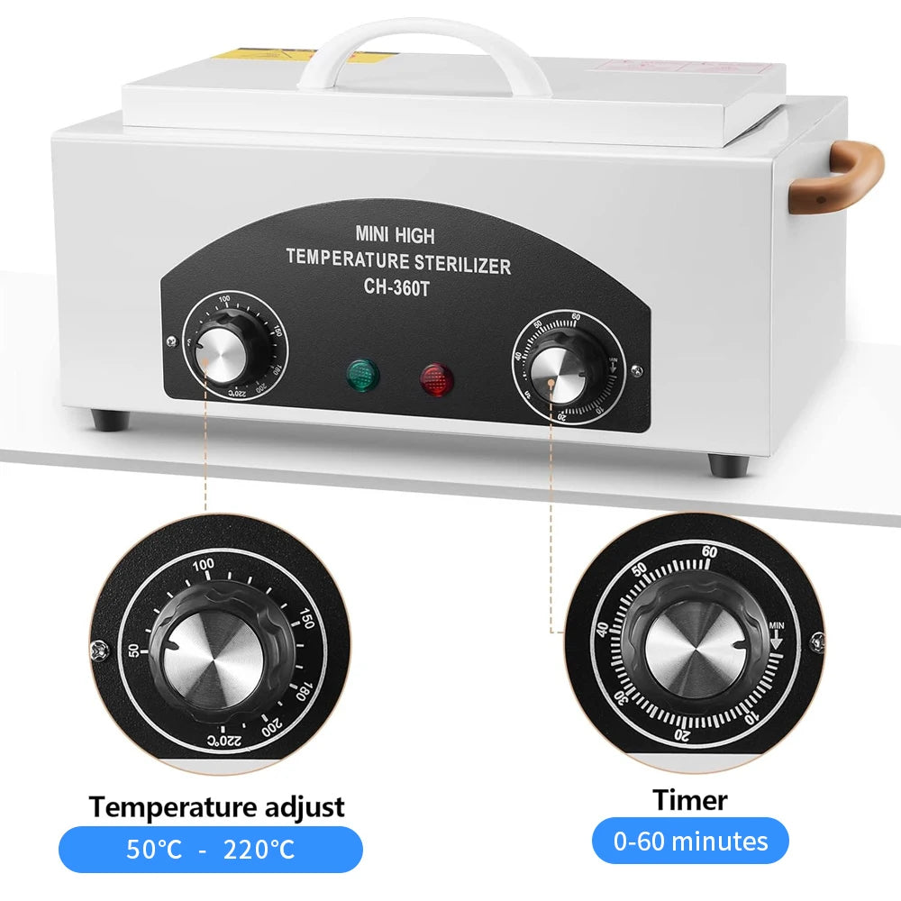 Esterilizador de aire caliente LINMANDA de 300 W con calor seco para cosméticos y uñas, gabinete esterilizador para salón de uñas, autoclave con función de temporizador.
