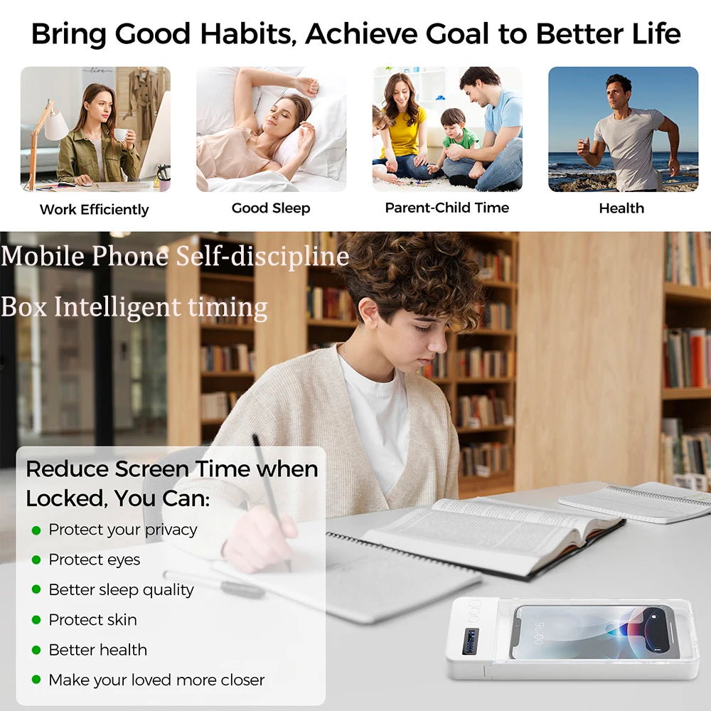 T-shaped Opening Mobile Phone Self-discipline Lock Phone Box Intelligent Timing LCD Display Enhanced Self-discipline For Student