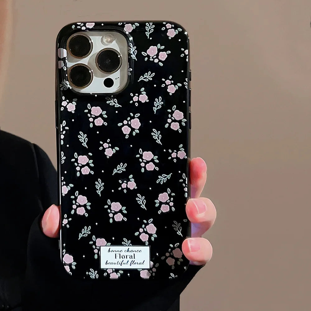 Funda de teléfono con diseño de flores coreanas para iPhone 16, 15, 14, 13, 12, 11 Pro Max, XS, XR, 7, 8 Plus, SE Mini, suave, a prueba de golpes