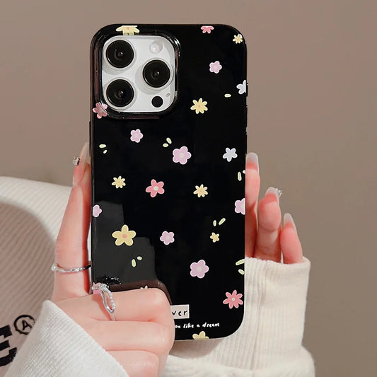 Funda de teléfono con diseño de flores coreanas para iPhone 16, 15, 14, 13, 12, 11 Pro Max, XS, XR, 7, 8 Plus, SE Mini, suave, a prueba de golpes