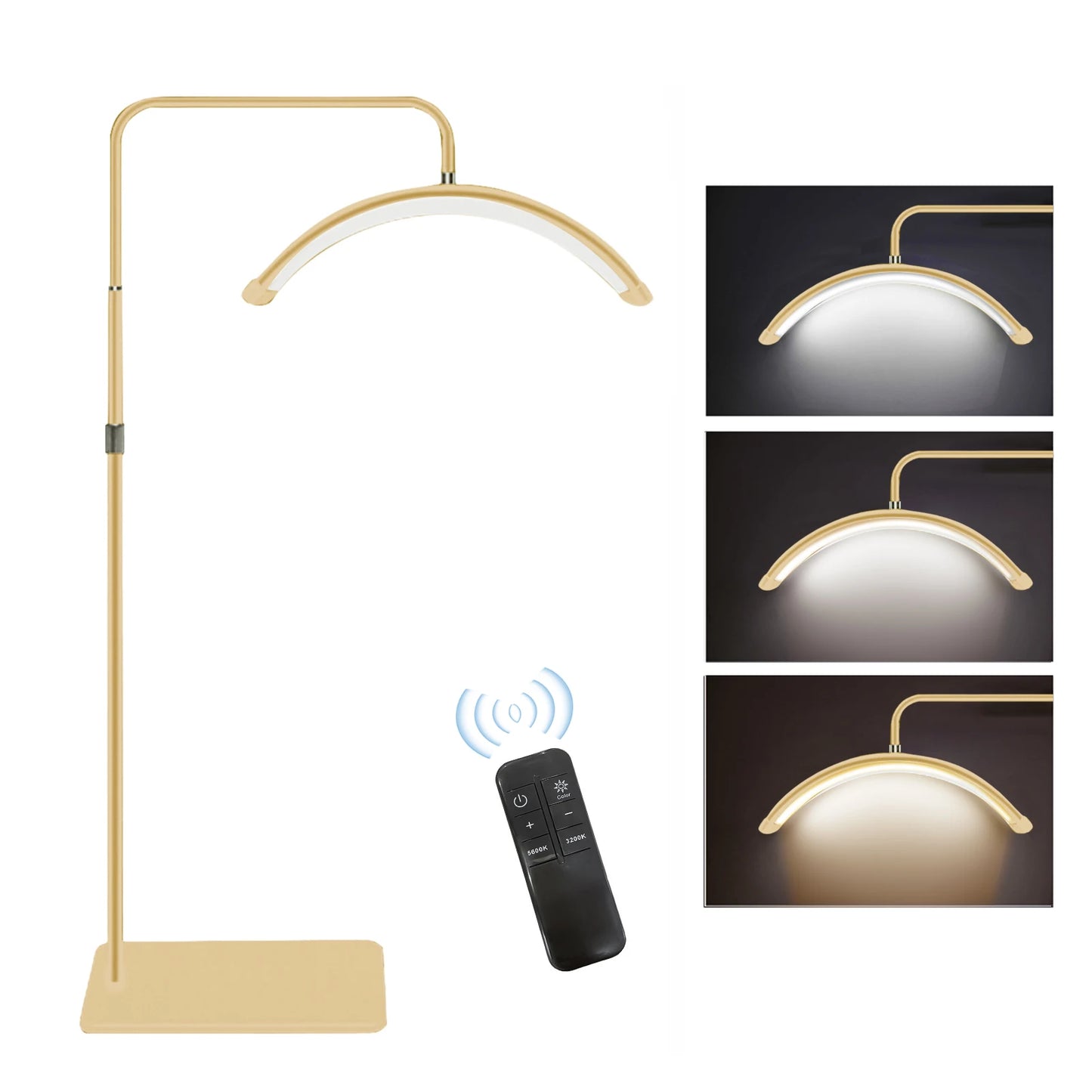 Luz LED de vídeo de suelo Andoer HD-M6X de 36 W con forma de media luna, regulable entre 3200 K y 5600 K, con soporte de metal de 180 cm/70,9 pulgadas.