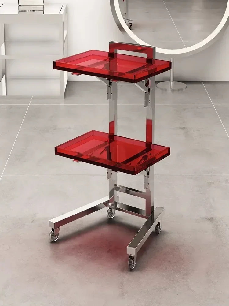Carrito de acero inoxidable para salón de tatuajes, mueble de peluquería multicapa, carrito de herramientas de almacenamiento