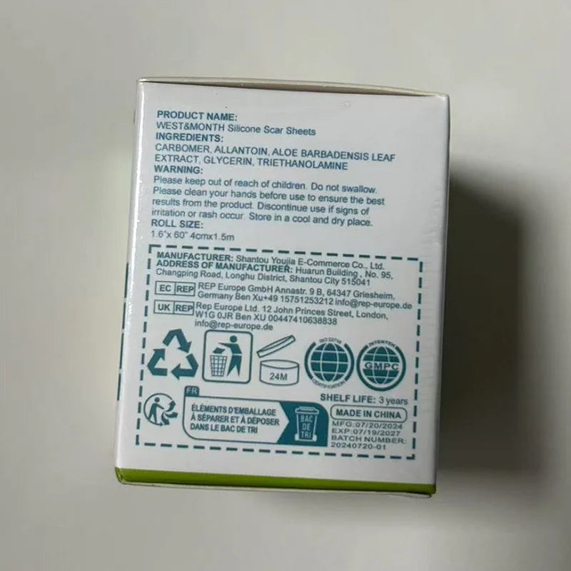2 rollos/paquete (1 rollo = 4 cm x 1,5 m) Láminas de silicona para cicatrices, cinta autoadhesiva para cubrir cicatrices, tiras reutilizables y efectivas para el cuidado de la piel