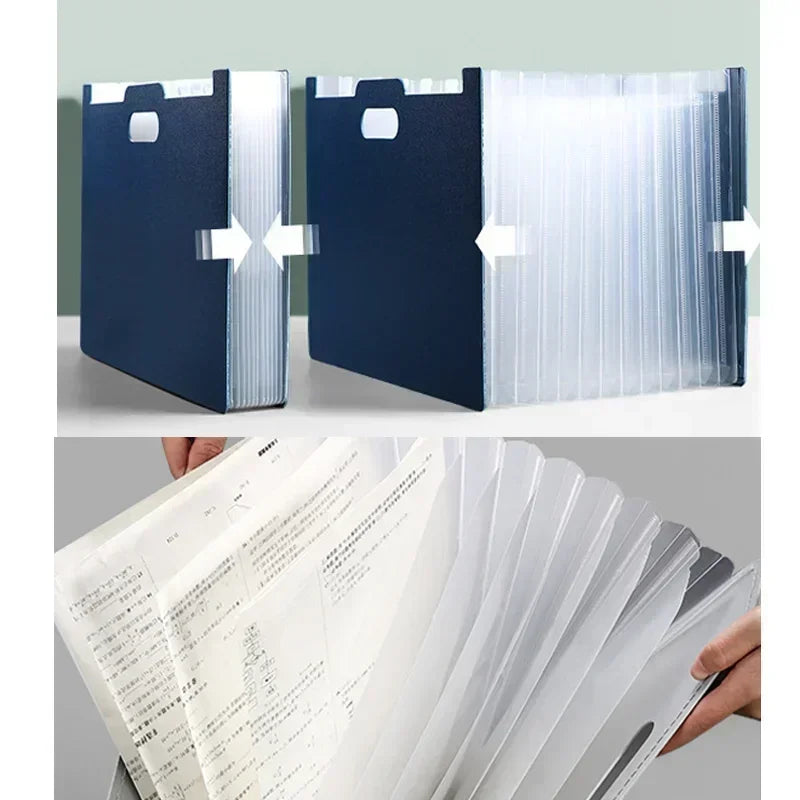 Carpetas de archivos multicapa con bolsa de expansión para clasificación y soporte para papel A4.
