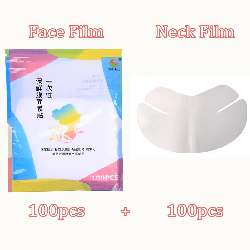 Película de plástico desechable para mascarilla facial, limpiadora facial completa, pegatinas para el cuello, papel transparente de PE, envoltura para mascarillas, herramienta de belleza facial saludable