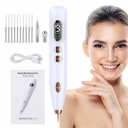 Lápiz láser para eliminar lunares, manchas y marcas en la piel, ideal para rostro y cuerpo.