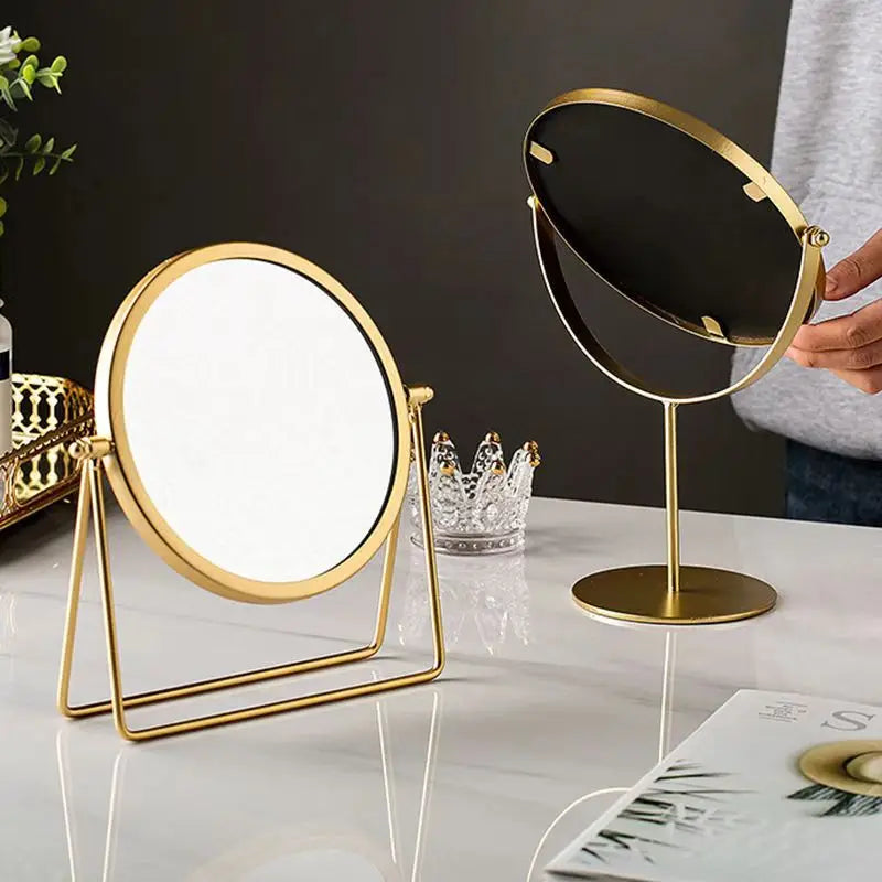 Espejo de escritorio de hierro con rotación de 360 ​​grados, textura de espejo de maquillaje para mujer, espejo de hierro creativo con un fuerte sentido del estilo.