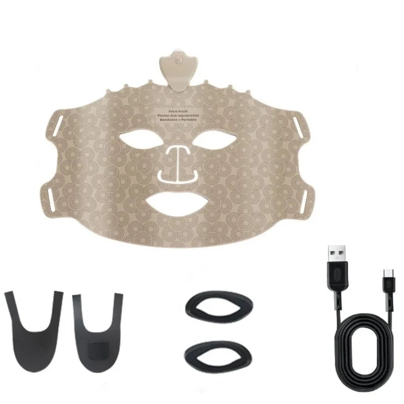 Máscara facial de silicona UBilli de 7 colores con luz LED, terapia de luz, 240 cuentas de lámpara, inalámbrica, terapia de luz roja, fotones.