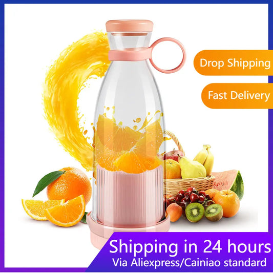 Licuadoras recargables, exprimidores de frutas frescas, azul/rosa, USB, portátiles, mini licuadora eléctrica rápida, máquina para hacer batidos y hielo.