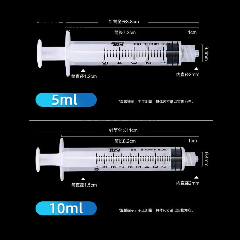 Lote de 20 jeringas desechables Luer Lock de 1 ml, 3 ml, 5 ml y 10 ml para rellenar y medir nutrientes, estériles y con herramienta individual.