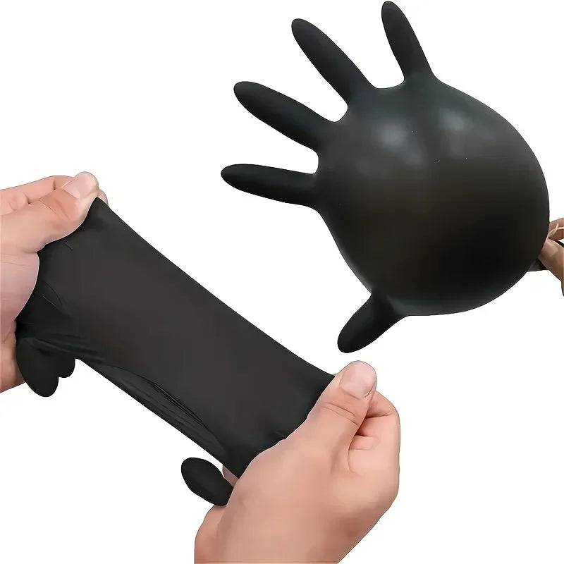 100/50/20 piezas guantes de nitrilo negros guantes desechables gruesos para limpiar peluquería guantes impermeables para