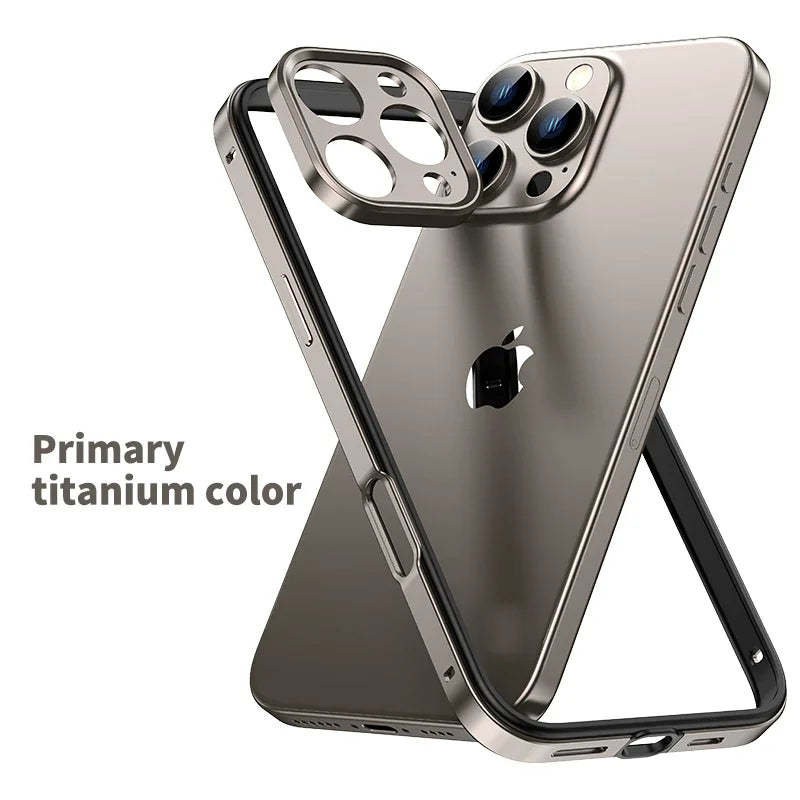 Funda de teléfono con marco de silicona híbrido y aluminio metálico para iPhone 16, 15, 14 y 13 Pro Max, protección para cámara y protección contra el calor.