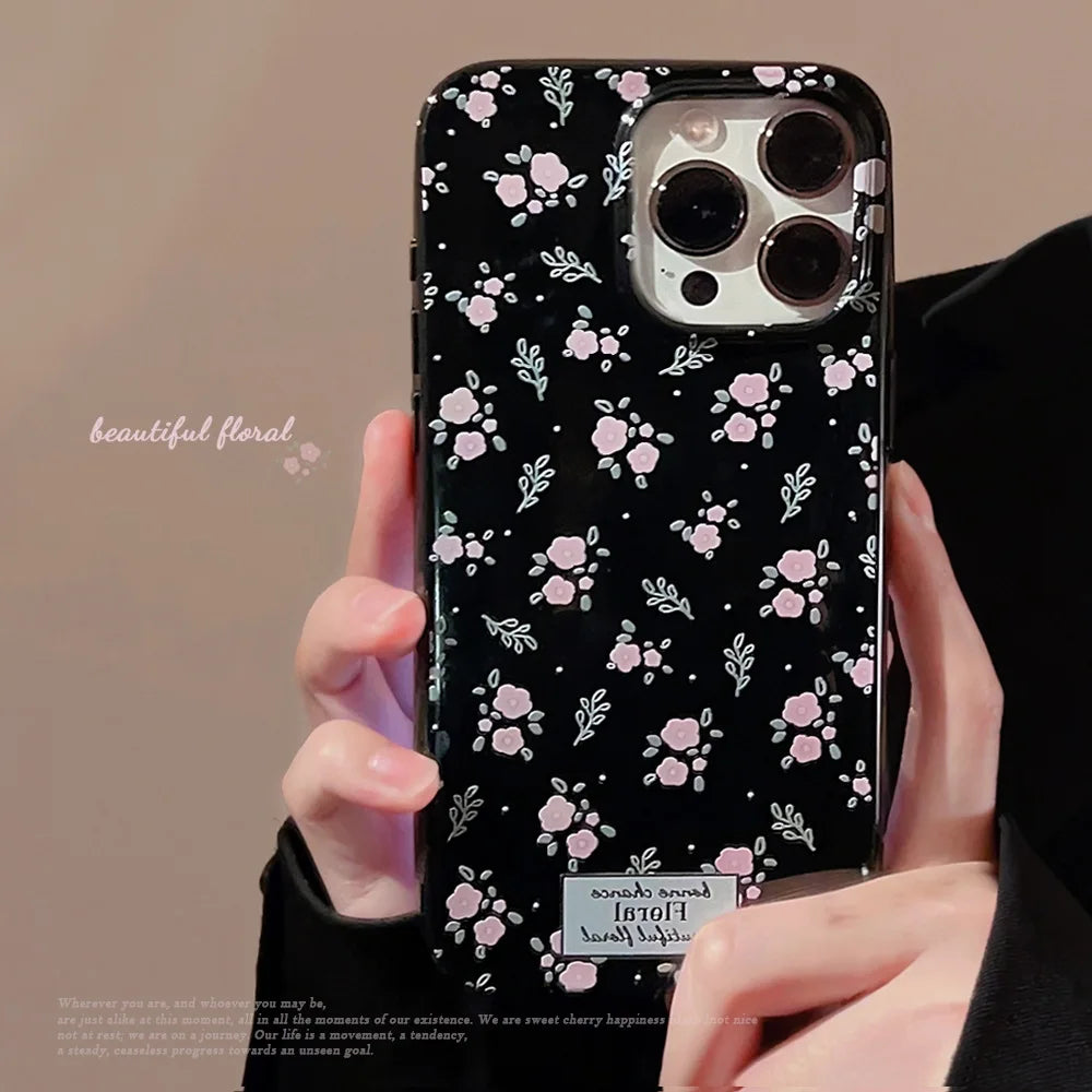 Funda de teléfono con diseño de flores coreanas para iPhone 16, 15, 14, 13, 12, 11 Pro Max, XS, XR, 7, 8 Plus, SE Mini, suave, a prueba de golpes