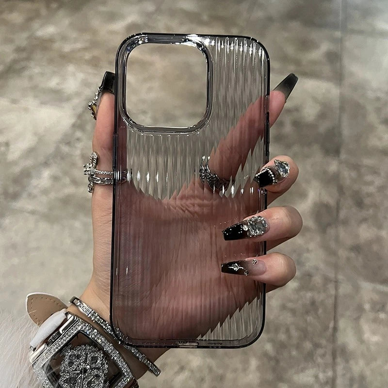 Funda de silicona transparente corrugada suave para iPhone 11, 12, 13, 14, 15 y 16 Pro Max Plus, a prueba de golpes