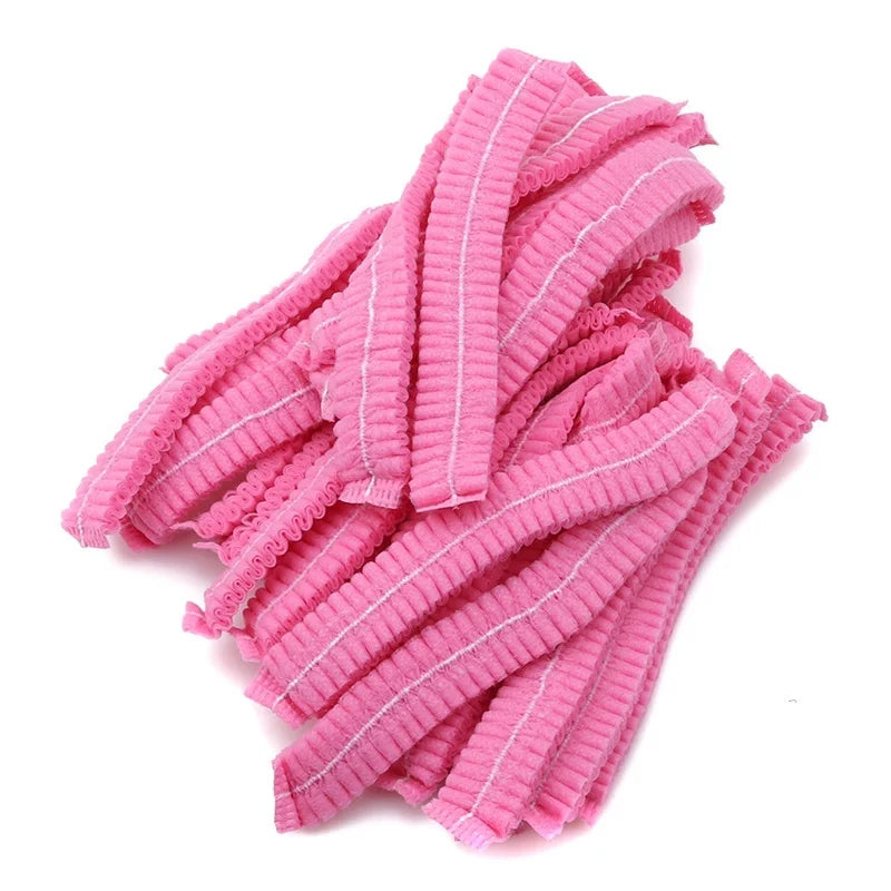 100 gorros desechables de tela no tejida para microblading, redecilla para el pelo, gorro estéril para chef, catering, gorro con tira antipolvo, suministros de baño