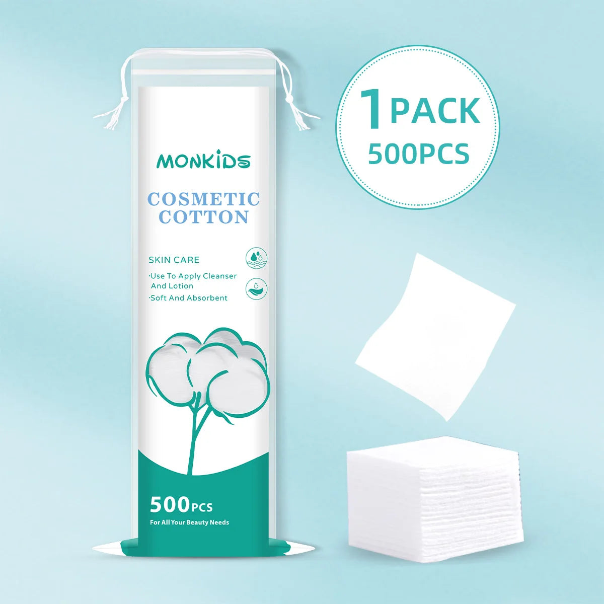 500 discos desmaquillantes redondos, suaves y transpirables para la limpieza facial diaria y desmaquillaje, para uso doméstico y de viaje.