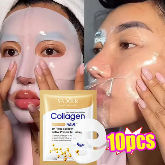 Mascarilla facial antiarrugas de colágeno, antiedad, atenúa líneas finas, reafirma la piel, hidrata, ilumina el rostro, cuidado de la piel, cosmética coreana.