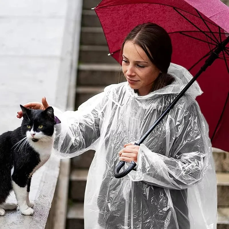 Impermeable desechable, impermeable portátil transparente multicolor para adultos, ideal para actividades al aire libre como senderismo y montañismo.