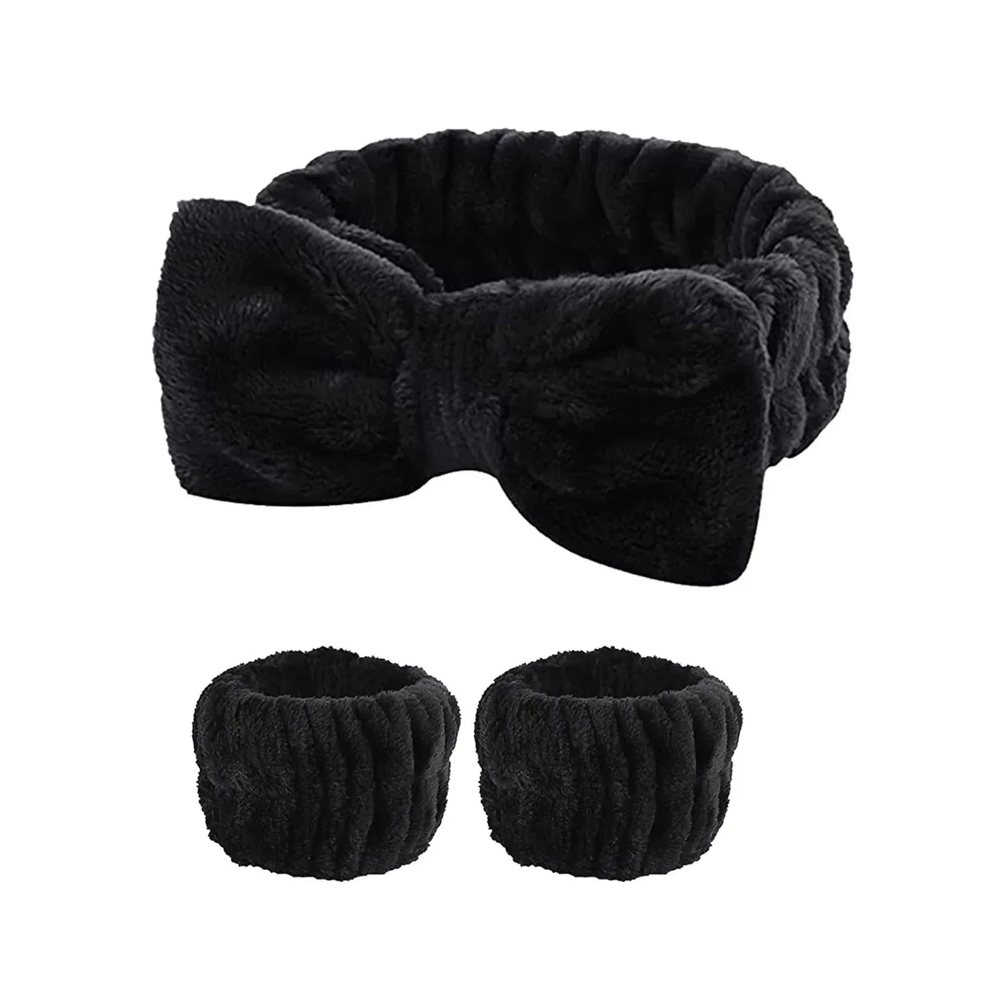 Juego de 2-3 diademas y muñequeras de spa con diseño de punto, toalla de maquillaje adecuada para lavarse la cara, maquillarse, ducharse y herramientas para el cuidado de la piel.