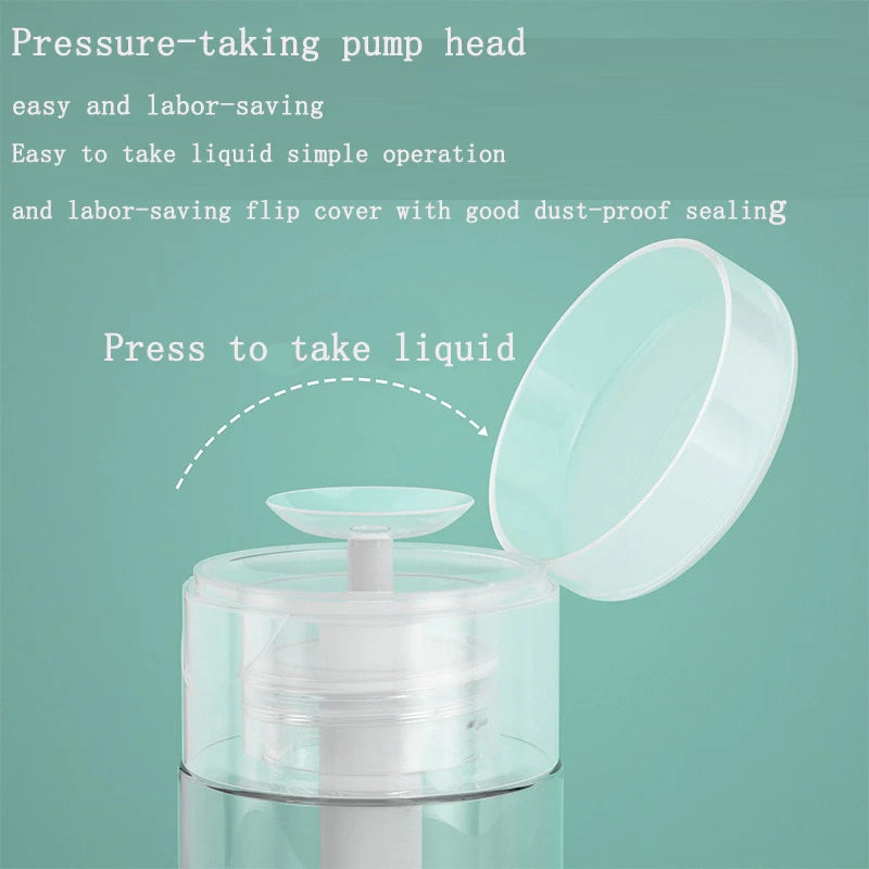 Botellas rellenables de 100/200/300 ml, dispensador de bomba vacía tipo pulsador para esmalte de uñas y desmaquillante.