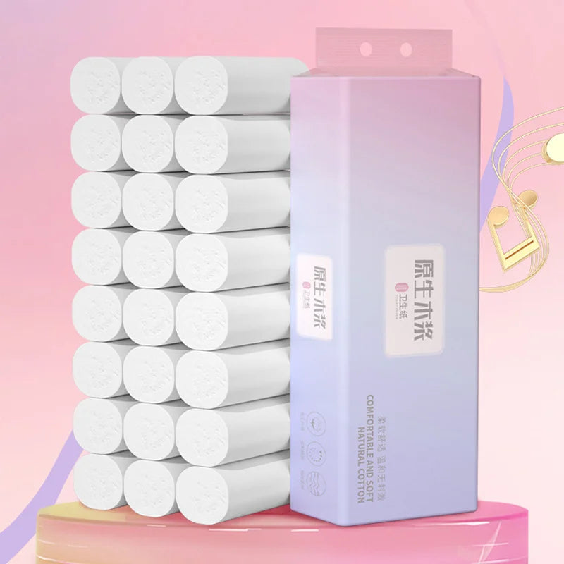 12 rollos de papel higiénico para el hogar, rollos de madera sin núcleo, papel higiénico grueso, papel higiénico de mano