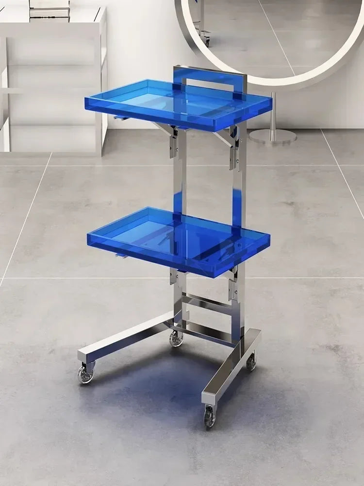 Carrito de acero inoxidable para salón de tatuajes, mueble de peluquería multicapa, carrito de herramientas de almacenamiento