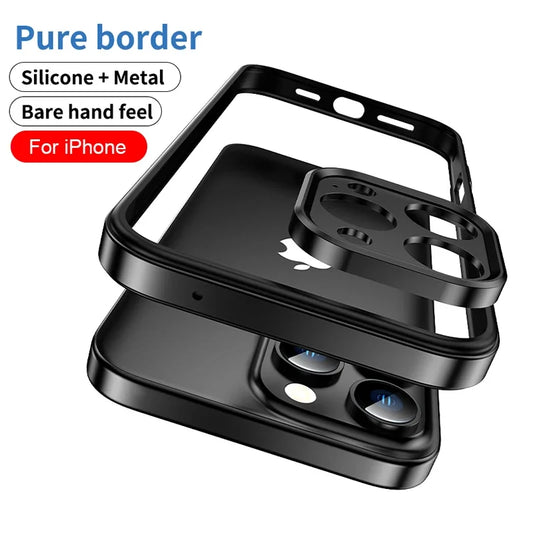 Funda de teléfono con marco de silicona híbrido y aluminio metálico para iPhone 16, 15, 14 y 13 Pro Max, protección para cámara y protección contra el calor.