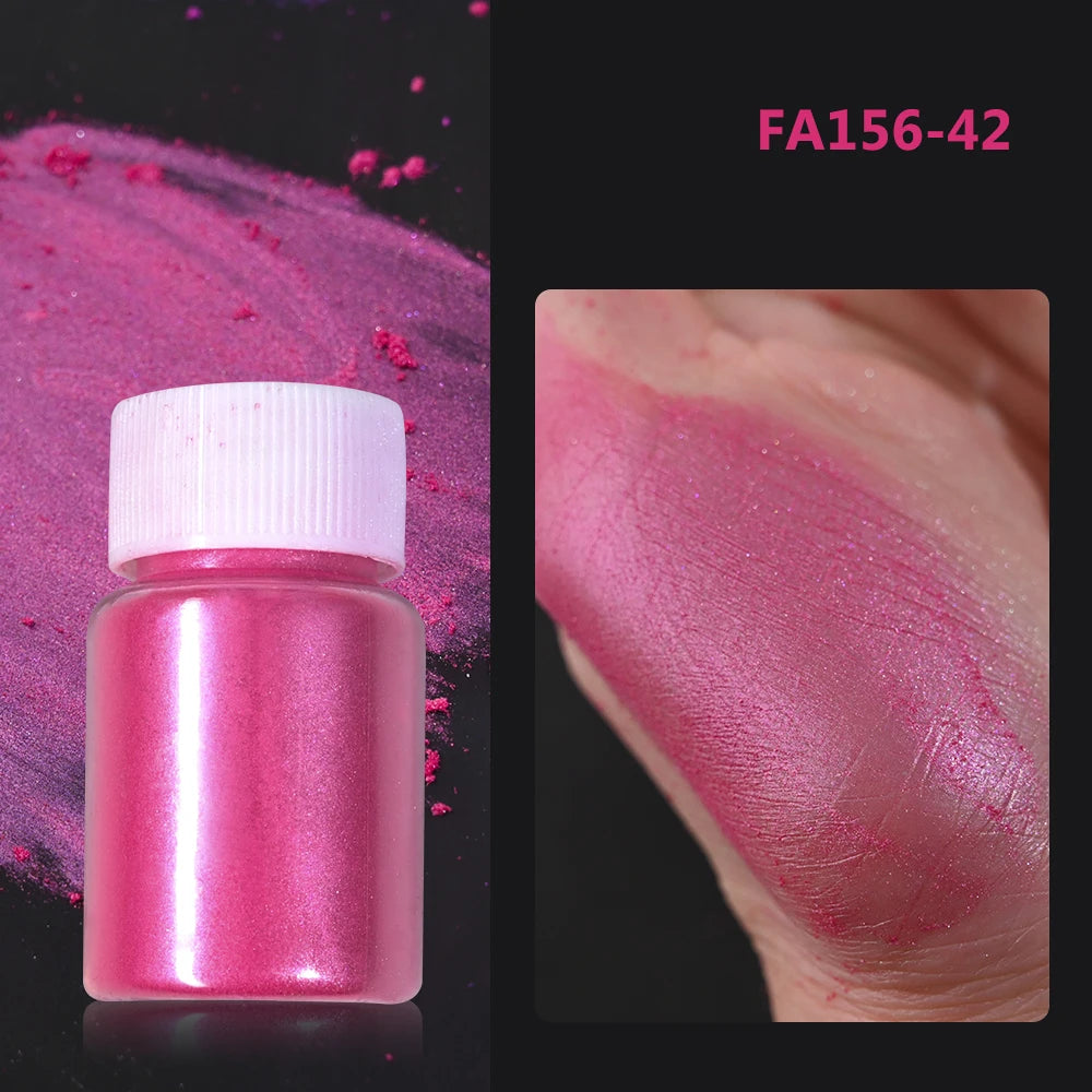 1Box Cherry Pink Chrome Pearl Nail Powder Gradient Mirror Effect Nail Art Glitter Auroras Rubbing Dust Nail Art Decoration 10g