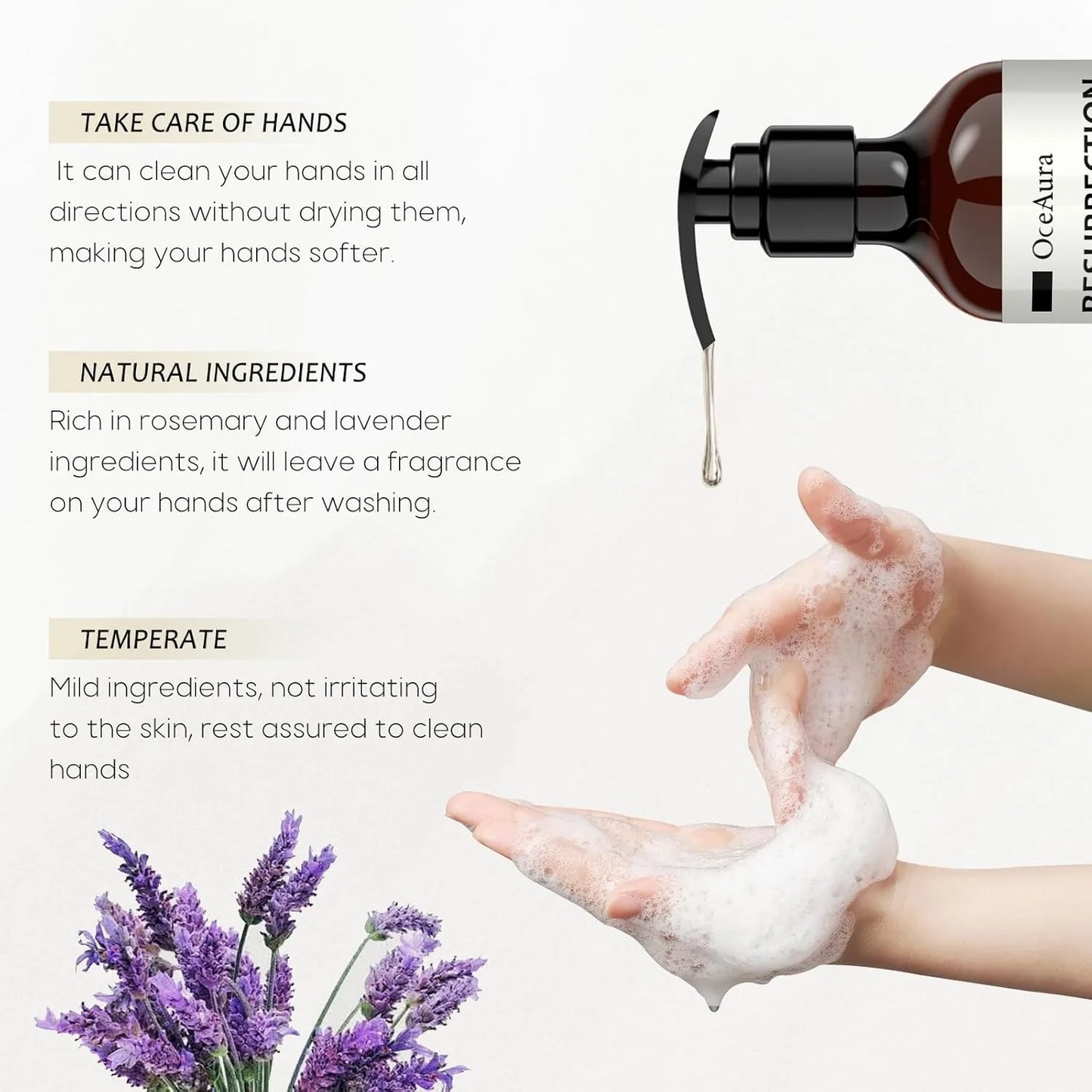 Jabón de manos con aroma suave que elimina la suciedad, fresco y saludable, supresor de bacterias, no irritante, suave para la piel.