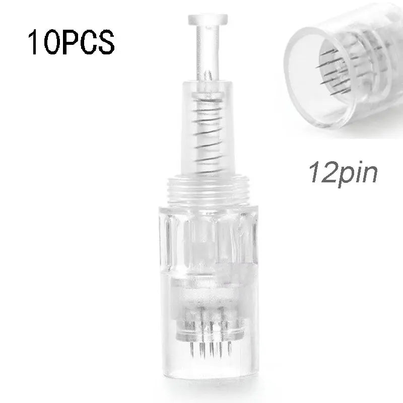 10 agujas de microagujas DermaPen de 12/36 pines, cabezales de repuesto para cartuchos de rosca, agujas de tatuaje y nanoagujas.
