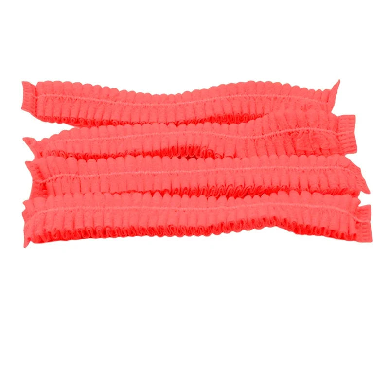 100 unidades/paquete de cubrecabezas desechables, de red, a prueba de polvo, transpirables, para ducha, baño y cocina.