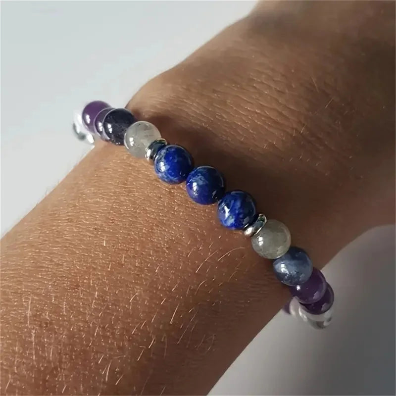 Natural Stone Crystal Beads Bracelet for Women Unisex 7 Chakra Energy Protection Healing Prosperity Bangle Good Luck Jewelry