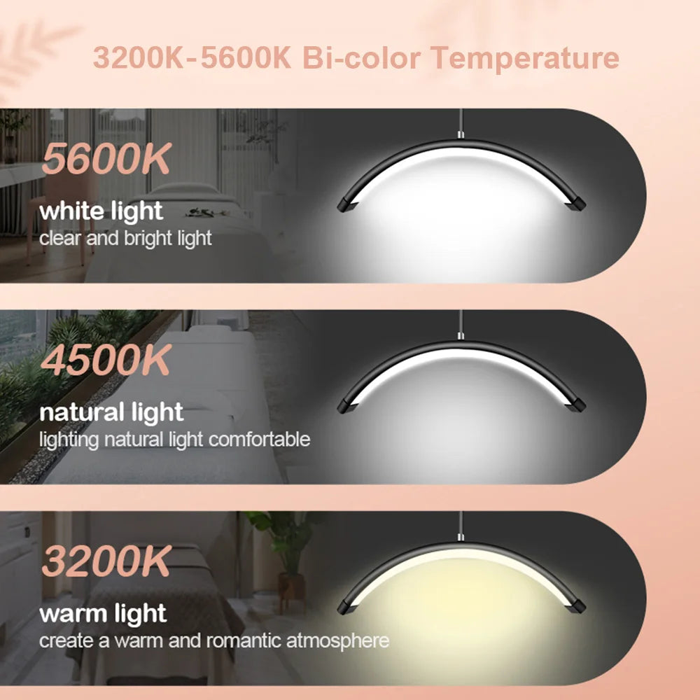 Luz LED de vídeo de suelo Andoer HD-M6X de 36 W con forma de media luna, regulable entre 3200 K y 5600 K, con soporte de metal de 180 cm/70,9 pulgadas.