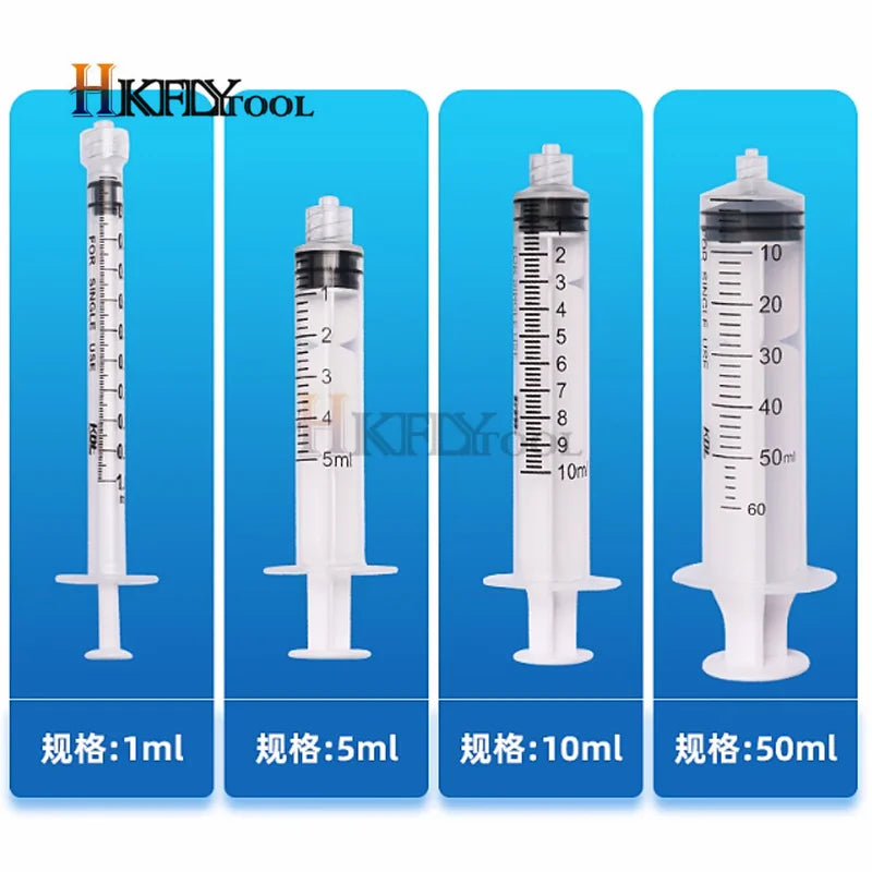 Lote de 20 jeringas desechables Luer Lock de 1 ml, 3 ml, 5 ml y 10 ml para rellenar y medir nutrientes, estériles y con herramienta individual.