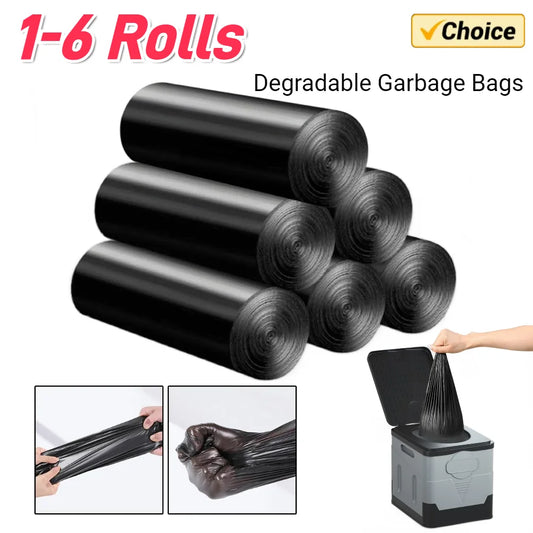 Bolsas de basura biodegradables (1-6 rollos), portátiles, plegables y desechables, respetuosas con el medio ambiente para camping y viajes.