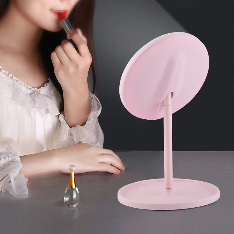 Ilumina tu rutina de belleza: espejo cosmético LED con funciones regulables, giratorias y de memoria - Espejo cosmético USB con monocrom