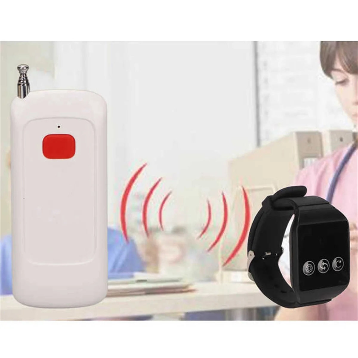 Buscapersonas inalámbrico para cuidadores, sistema de llamada de enfermera inalámbrico, botón de alerta, resistente al agua, para el hogar y el hospital.