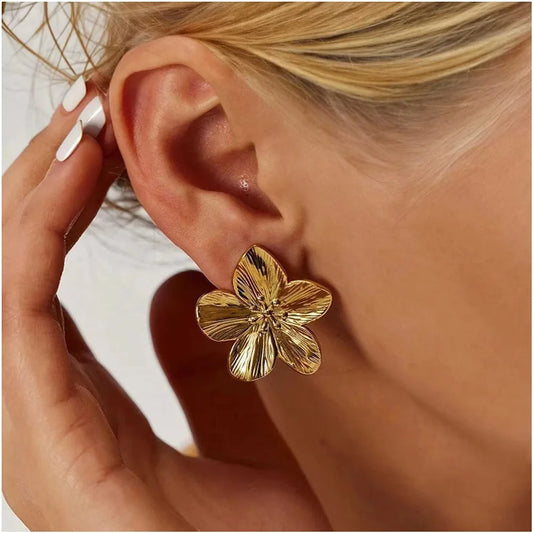 2 pendientes de flores de acero inoxidable a la moda para mujer, ideales para viajes al aire libre, carnaval, fiestas, festivales, regalos.